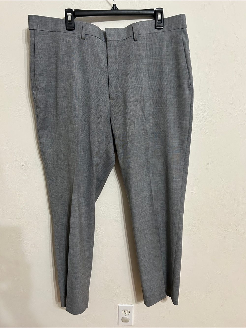 Saddlebred Men's Gray Dress Trousers - Subtle Texture 40WX29L Performance Pants